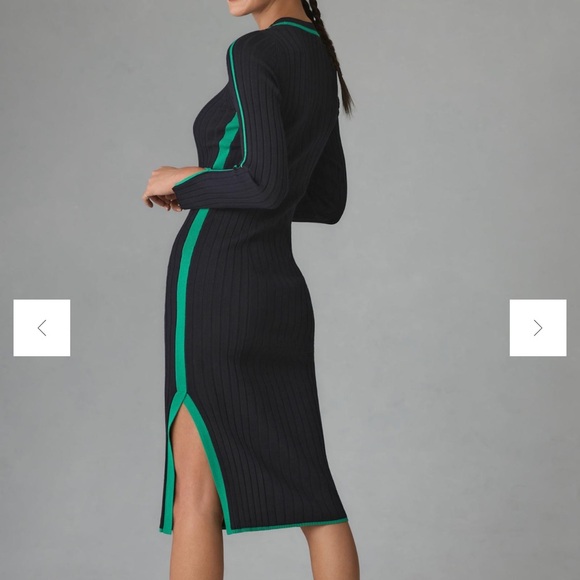 Daily Practice by Anthropologie Long-Sleeve Sporty Sweater Dress Black Green - Picture 2 of 12